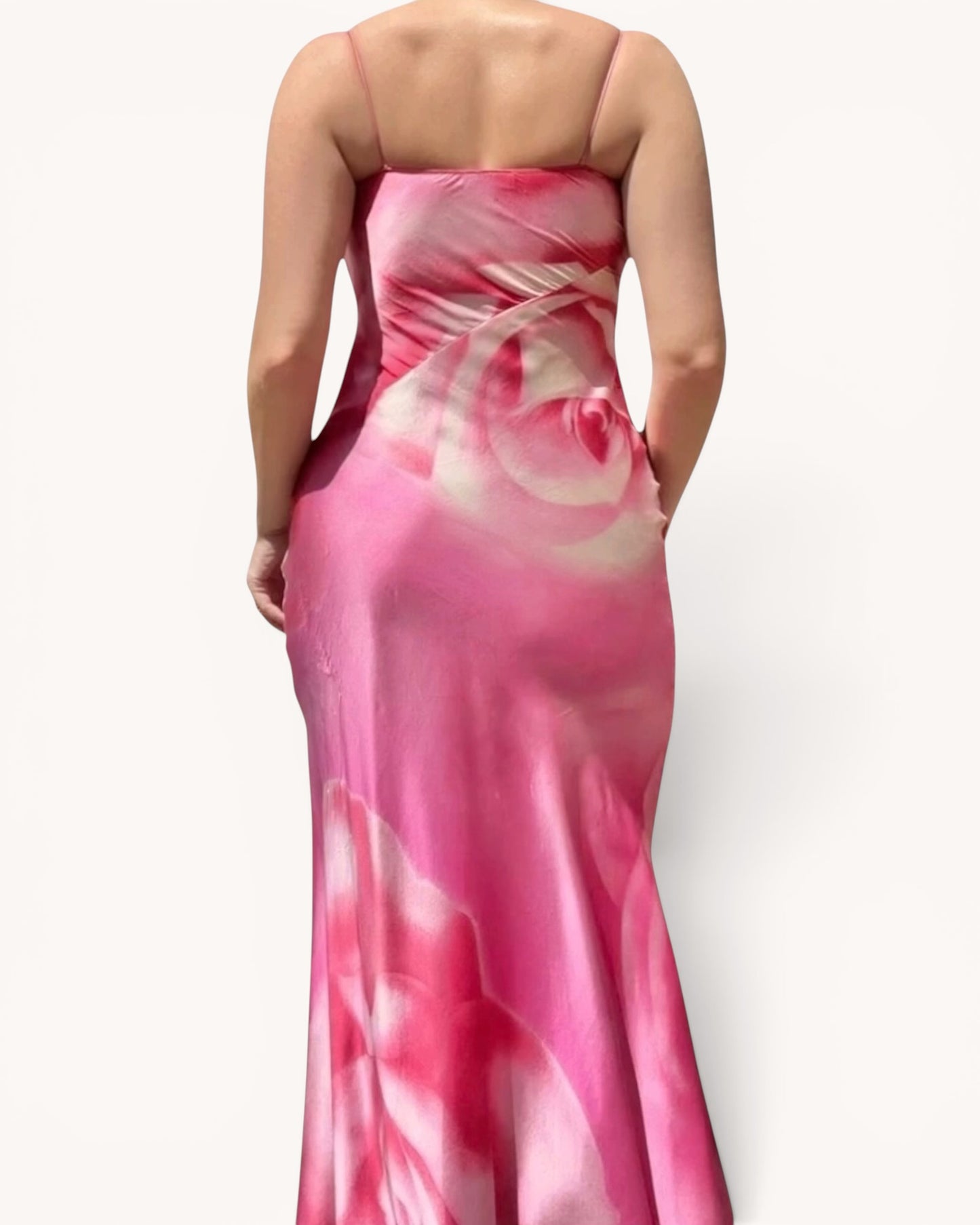 Archival Roberto Cavalli Rose Print Silk Dress