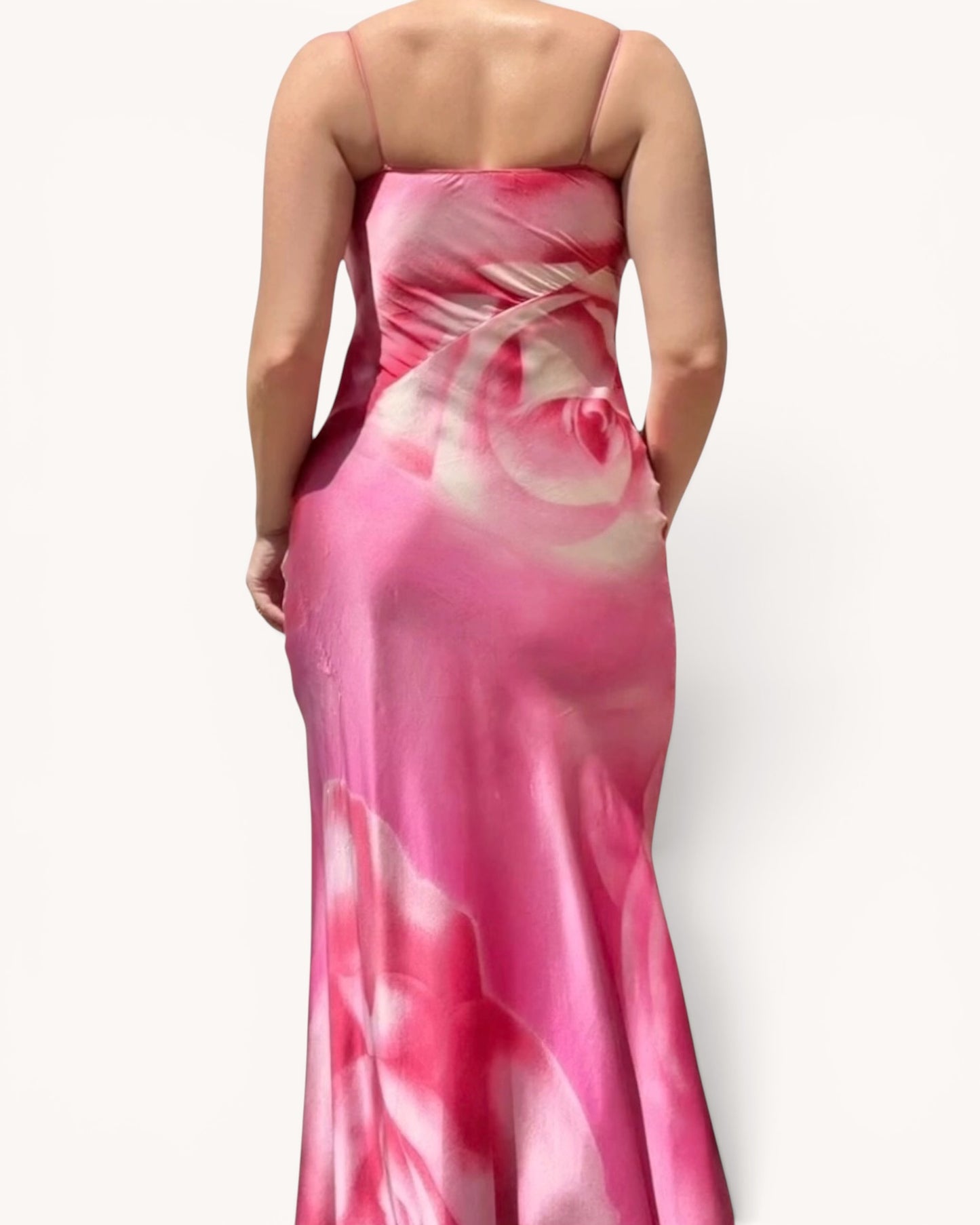Archival Roberto Cavalli Rose Print Silk Dress