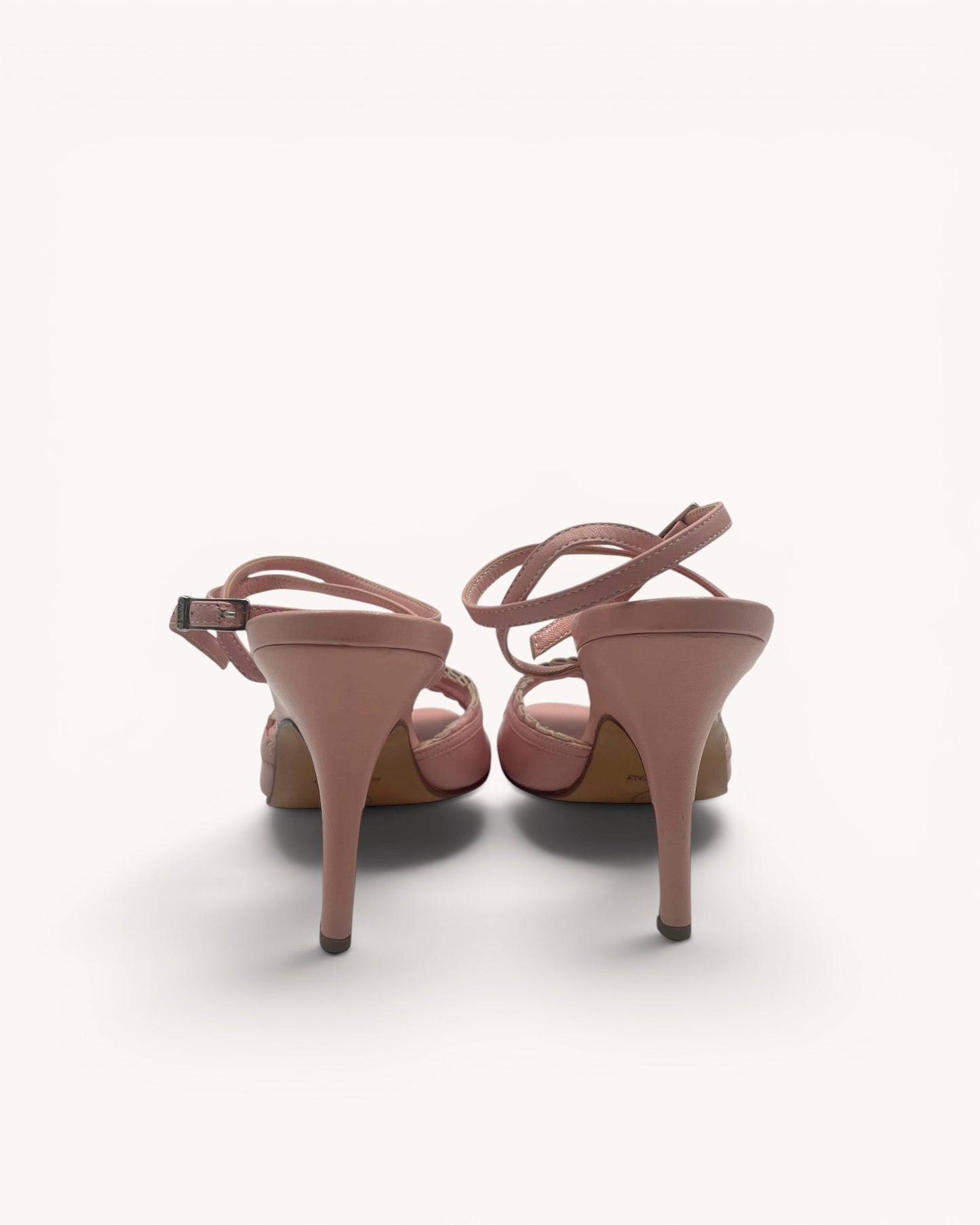 Rare Vintage Chanel Pink Leather Ruffle Heels (36)