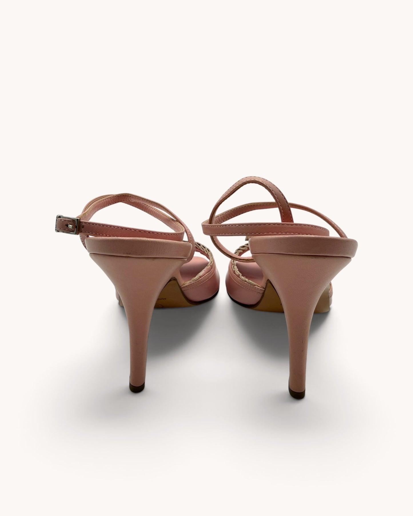 Rare Vintage Chanel Pink Leather Ruffle Heels (36)