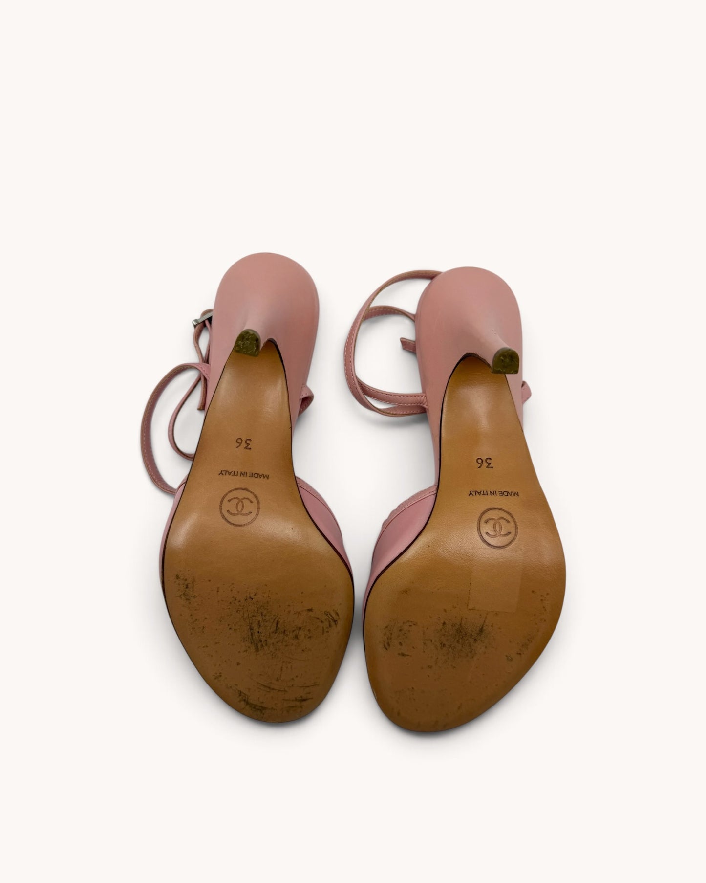 Rare Vintage Chanel Pink Leather Ruffle Heels (36)