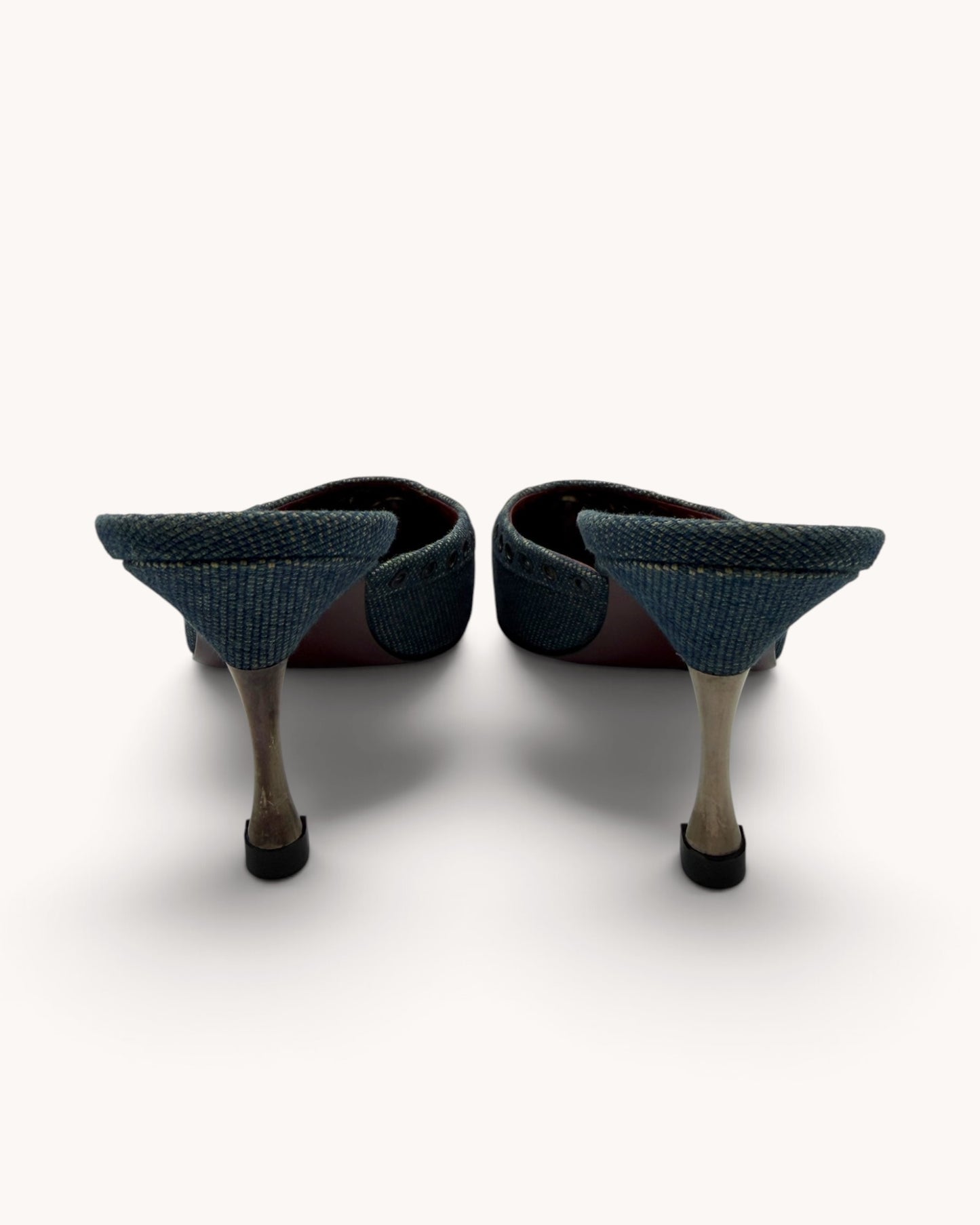 Vintage Chanel Denim Studded Mules (35)