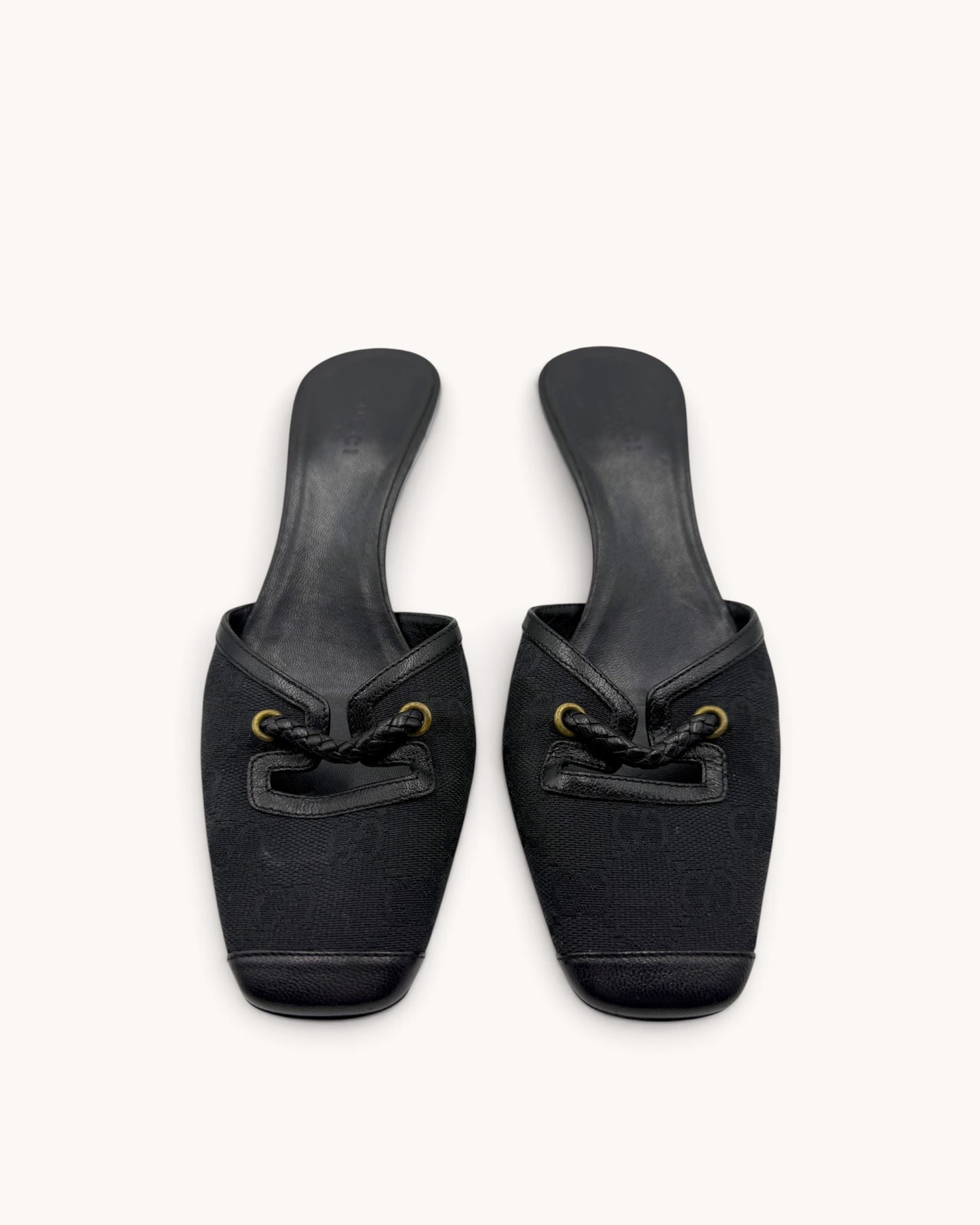 Vintage Gucci Black Monogram Mules (35.5)