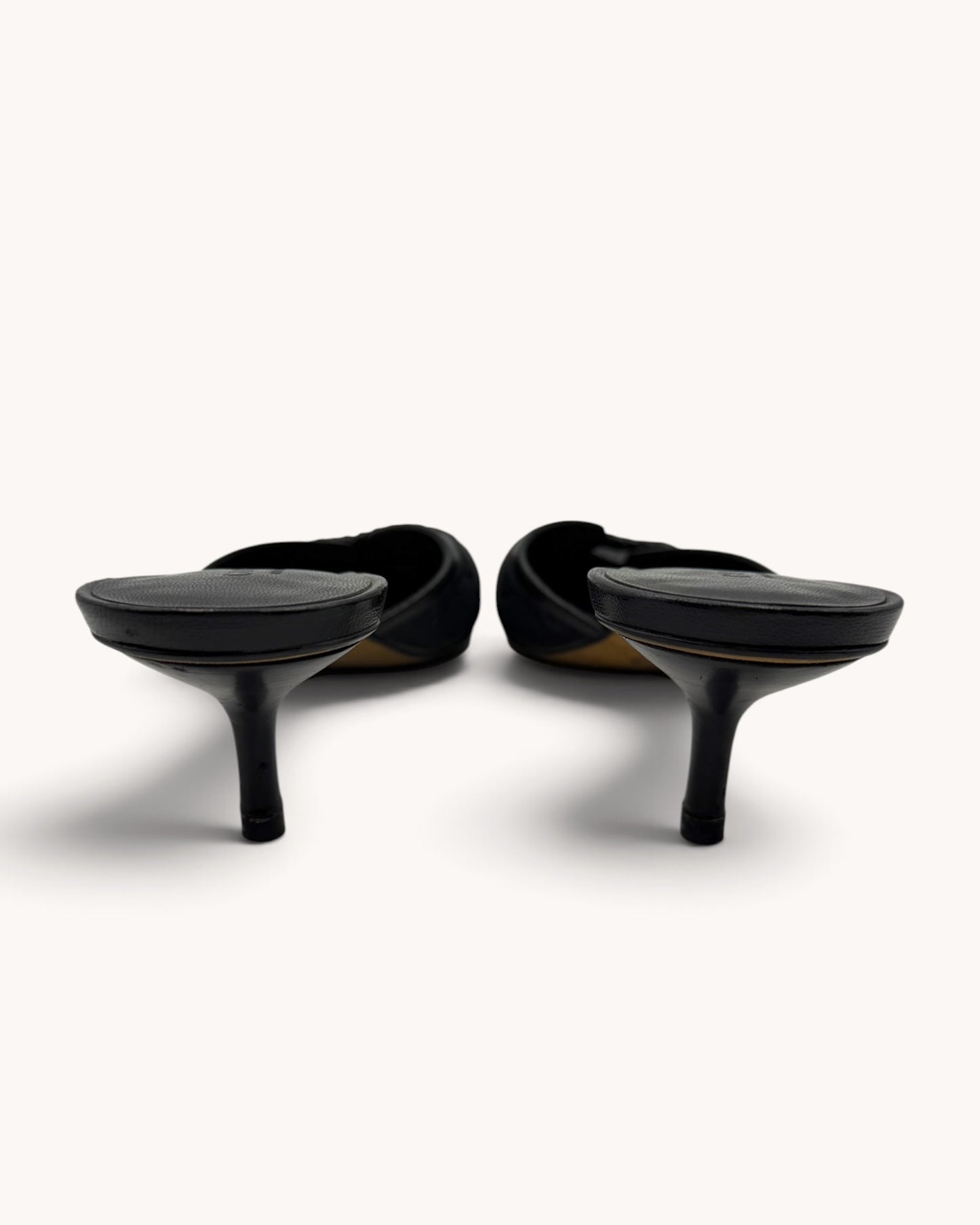 Vintage Gucci Black Monogram Mules (35.5)