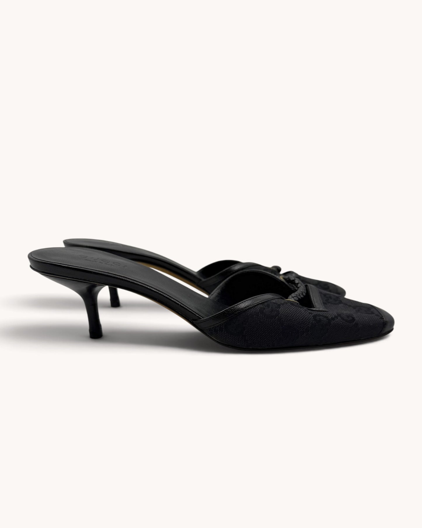 Vintage Gucci Black Monogram Mules (35.5)