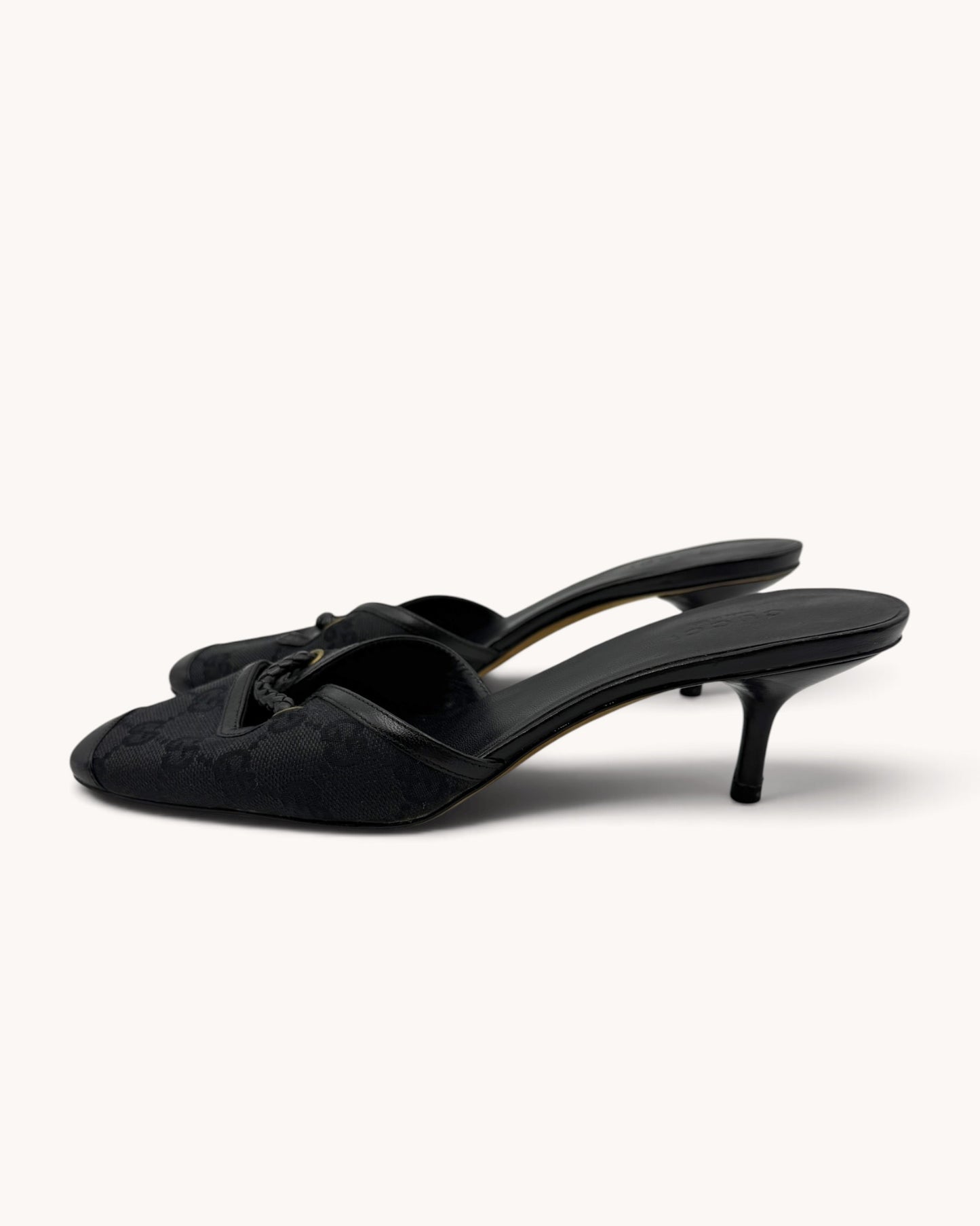 Vintage Gucci Black Monogram Mules (35.5)