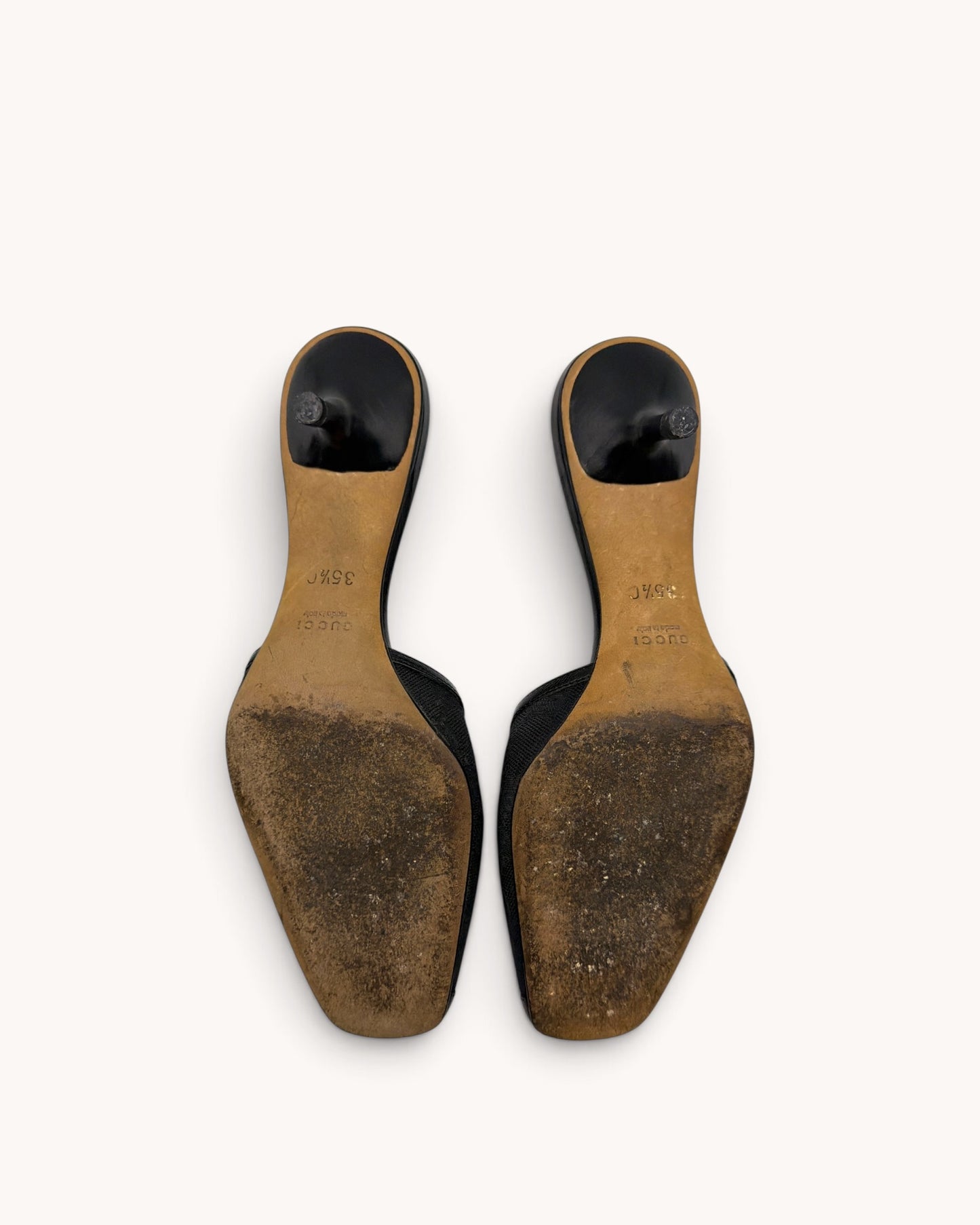 Vintage Gucci Black Monogram Mules (35.5)