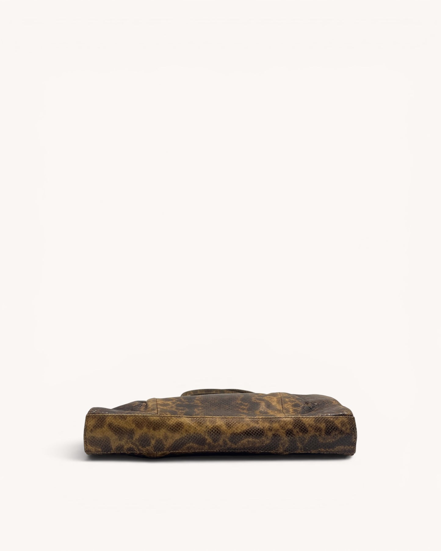 Vintage Gucci Brown Karung Snakeskin Shoulder Bag