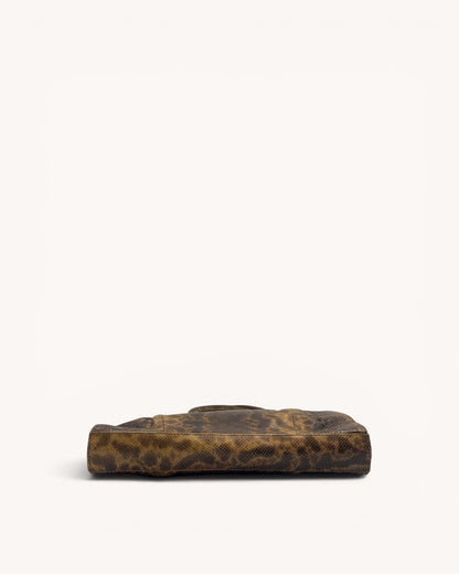 Vintage Gucci Brown Karung Snakeskin Shoulder Bag