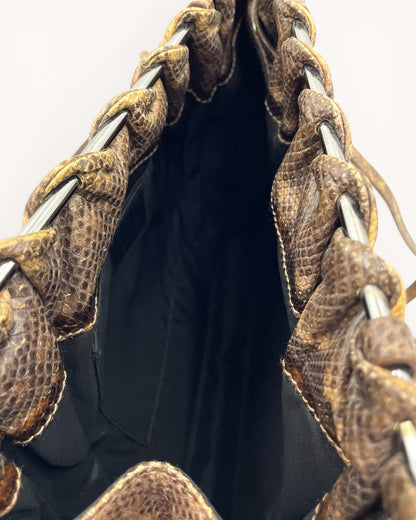 Vintage Gucci Brown Karung Snakeskin Shoulder Bag