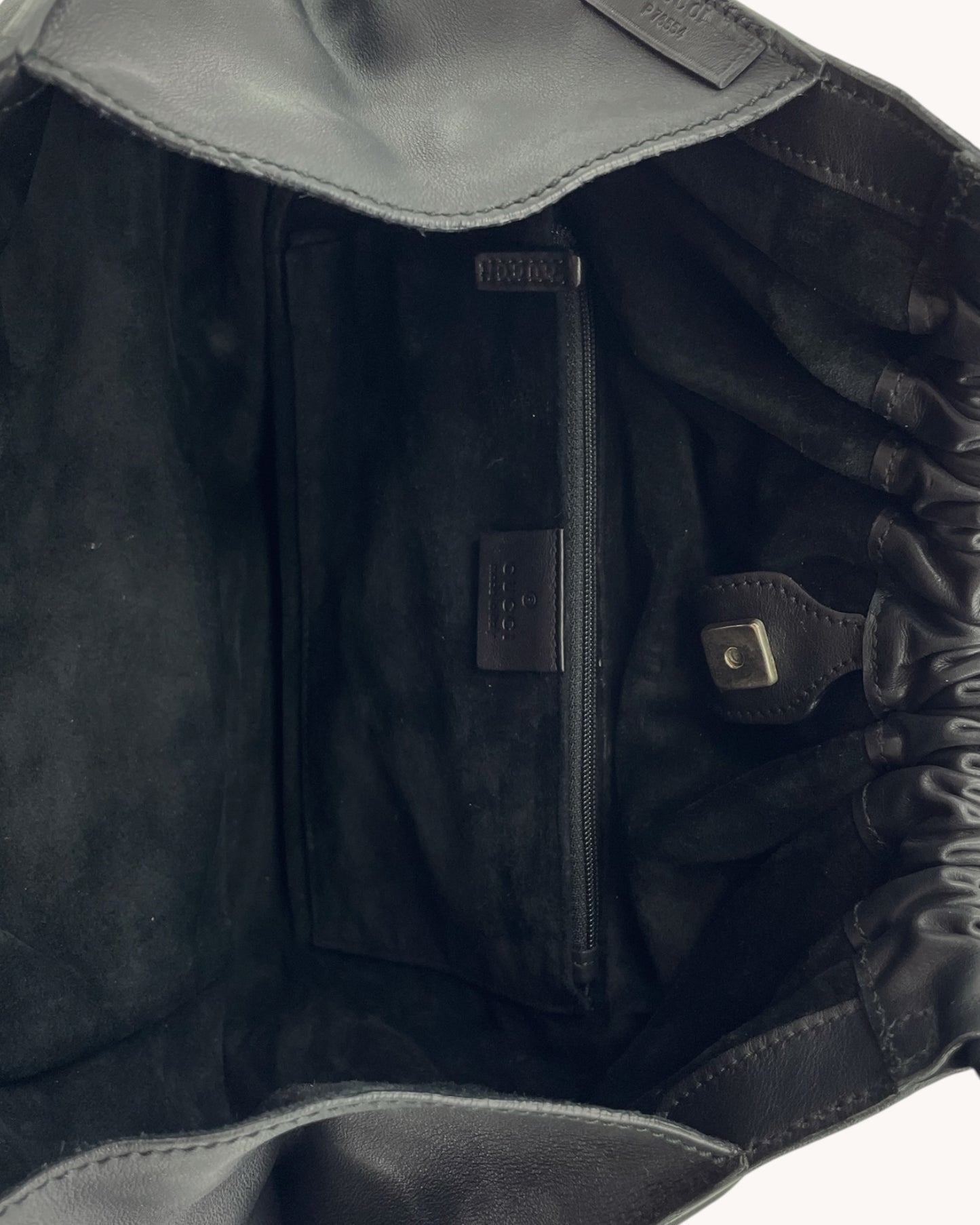 Vintage Gucci Slouchy Black Leather Shoulder Bag