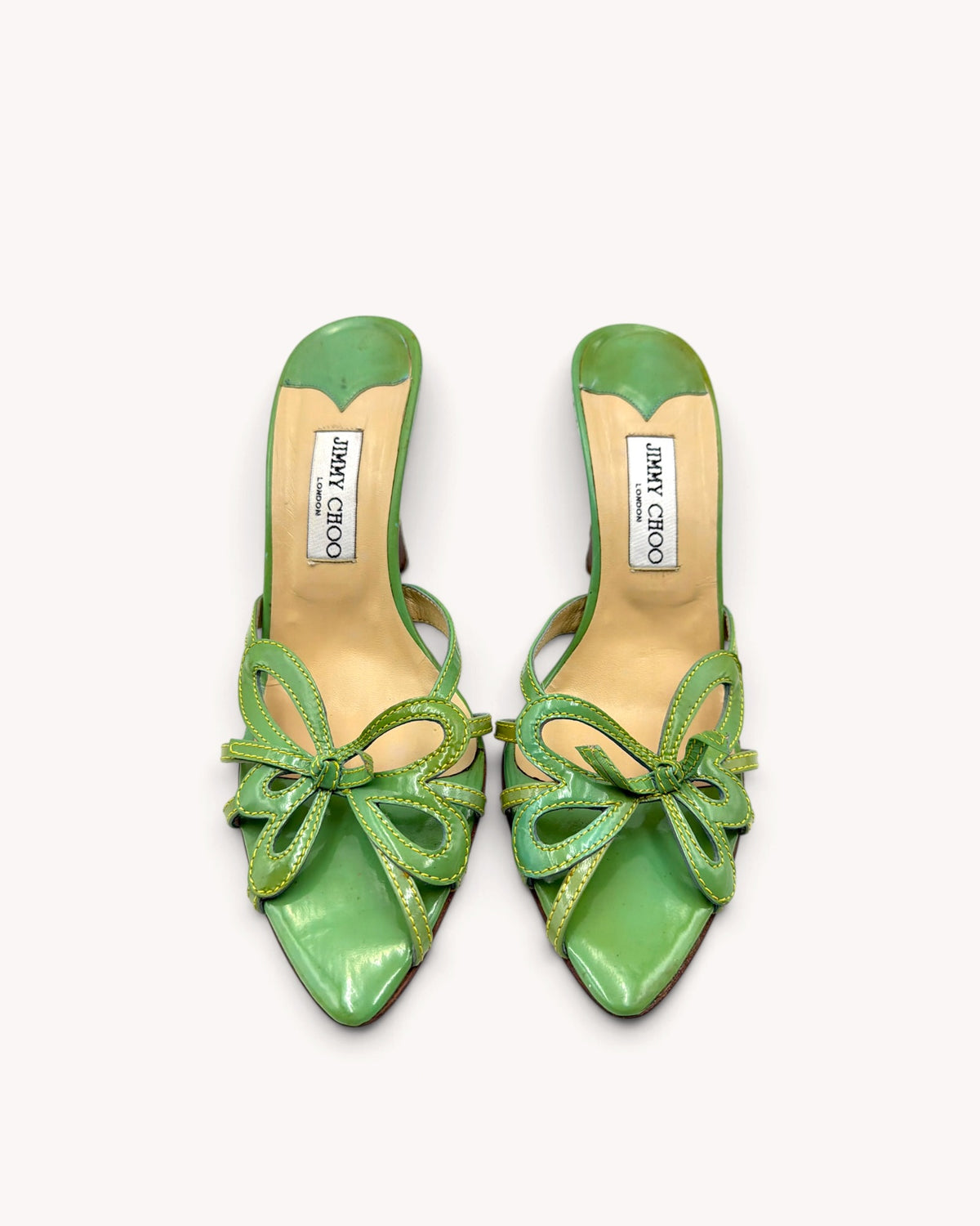 Vintage Jimmy Choo Green Patent Leather Butterfly Wedges (39)