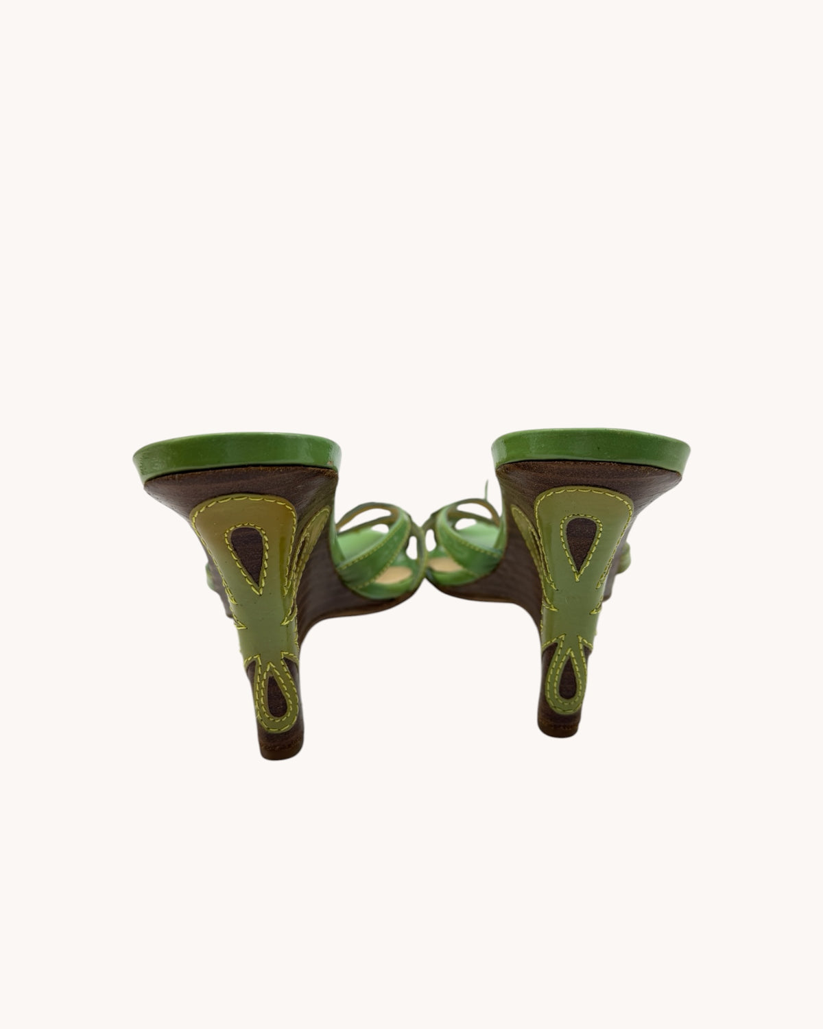 Vintage Jimmy Choo Green Patent Leather Butterfly Wedges (39)