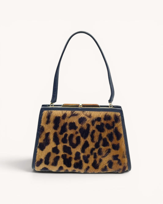 Vintage Loewe Leopard Ponyhair Evening Bag
