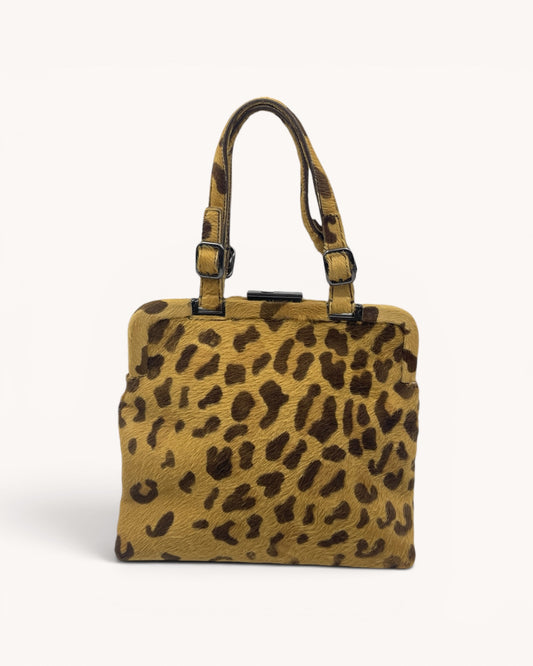 Vintage Prada Leopard Ponyhair Top Handle Bag