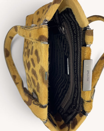 Vintage Prada Leopard Ponyhair Top Handle Bag