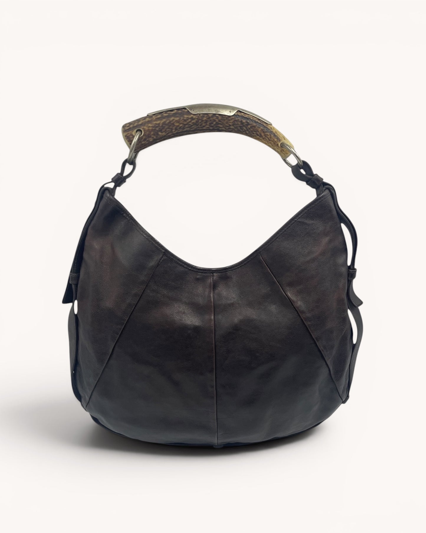 Vintage Yves Saint Laurent Brown Leather Mombasa Shoulder Bag