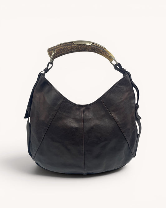 Vintage Yves Saint Laurent Brown Leather Mombasa Shoulder Bag