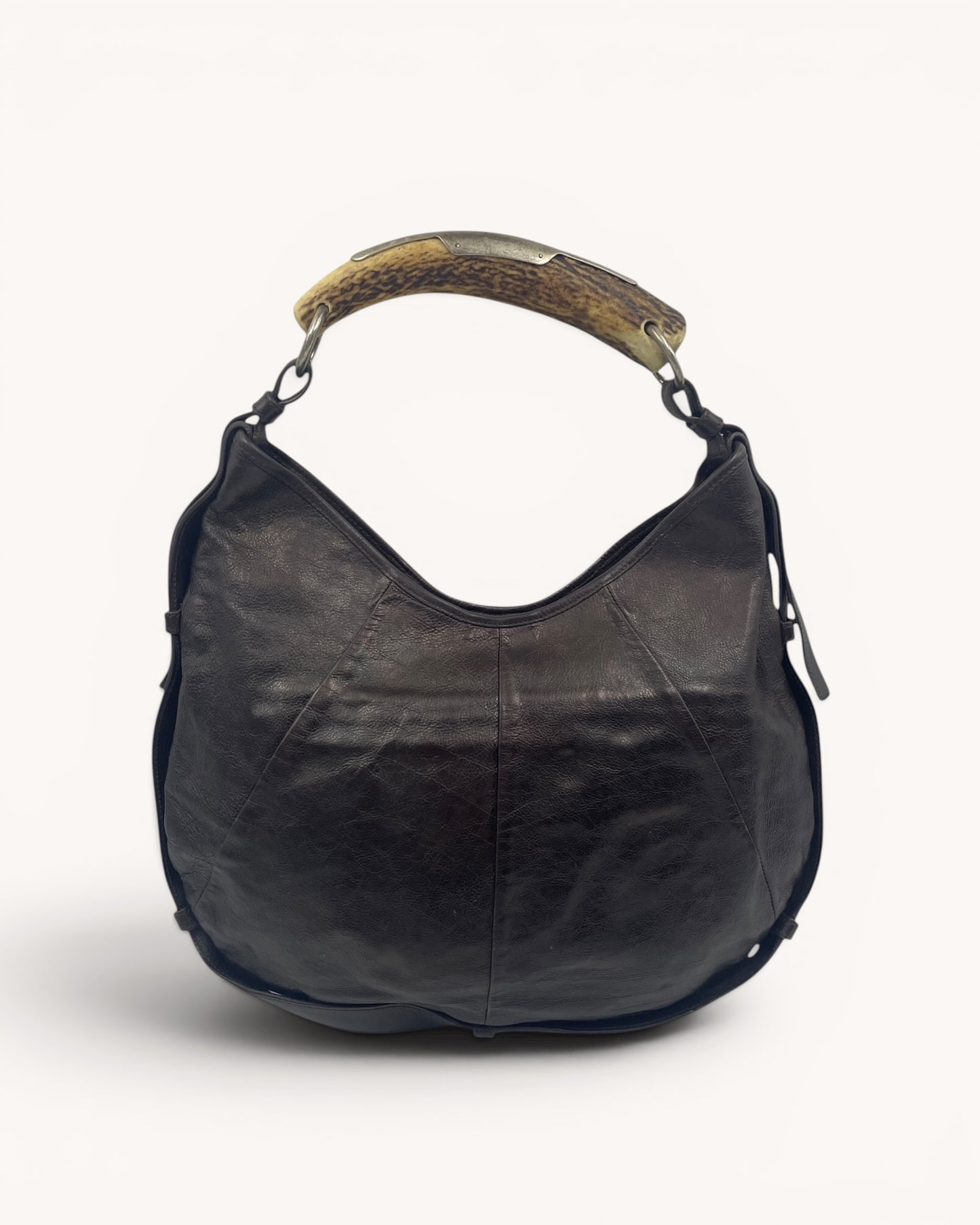 Vintage Yves Saint Laurent Brown Leather Mombasa Shoulder Bag